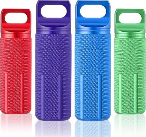 4 Pcs Portable Keychain Pill Holder Pill Organizer Travel Waterproof Match Container Aluminum Airtight Keychain Container Travel Size Storage Suppleme